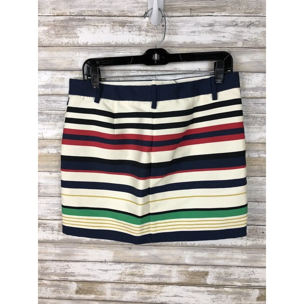J Crew Skirt  Women's Size  6 Striped‎ Cotton Preppy Mini Pockets style 31492